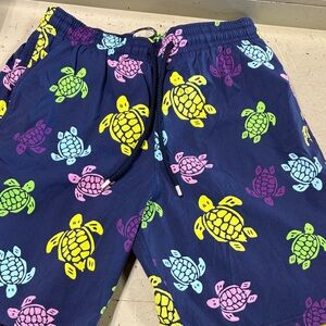 Vilebrequin Navy Swim Shorts with Multicolor Turtle Print